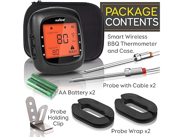 NutriChef Smart BBQ Thermometer w/ Case