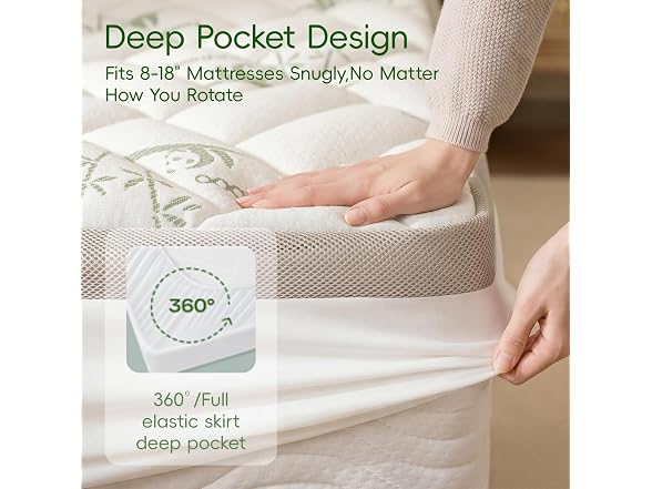NEWDECO Cooling Bamboo Pillow Top Pad
