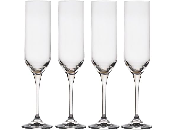 Mikasa Upton Lead-Free Champagne Flute Glasses, Set of 4, 8 Ounce