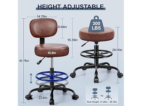 Brick Attic Drafting Chair with Backrest – Adjustable Foot R (Open Box)