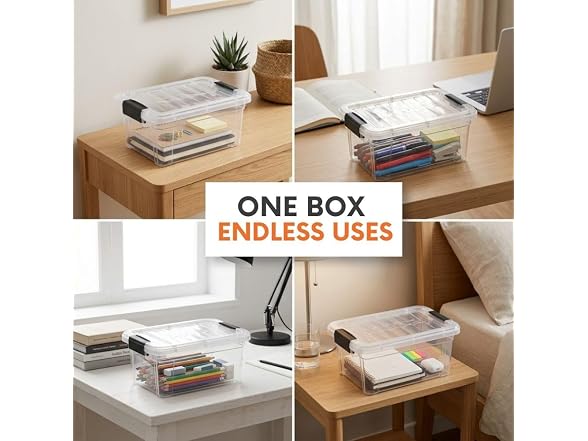 Superio 1.85 Quart Clear Plastic Storage Boxes with Lids 10 Pack