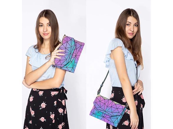 LOVEVOOK Geometric Luminous Reflective Handbag