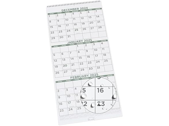 2025 Three Month Wall Calendar