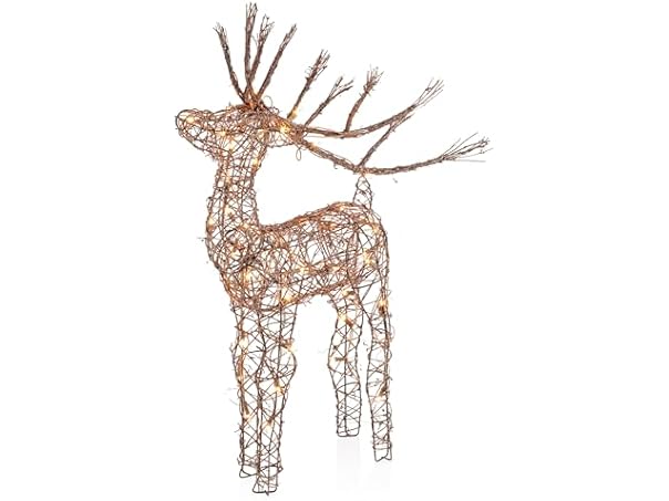 $22.99, Was $69.99, 67% Off! Alpine Rattan Reindeer 35" White LED dealfomo