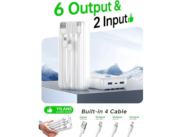 YILANS 50000mAh Charger with Build-in Cables