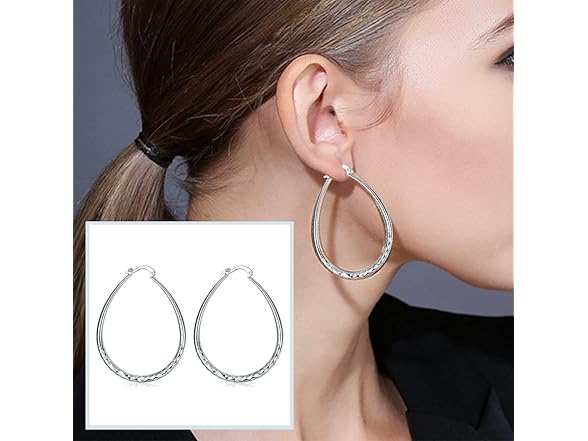 Sterling Silver Textured Round Hoops