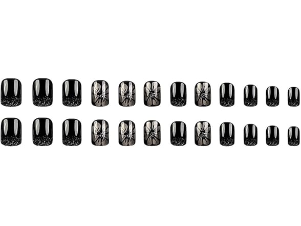 MINGCHUN 24 Pcs Black Press on Nails