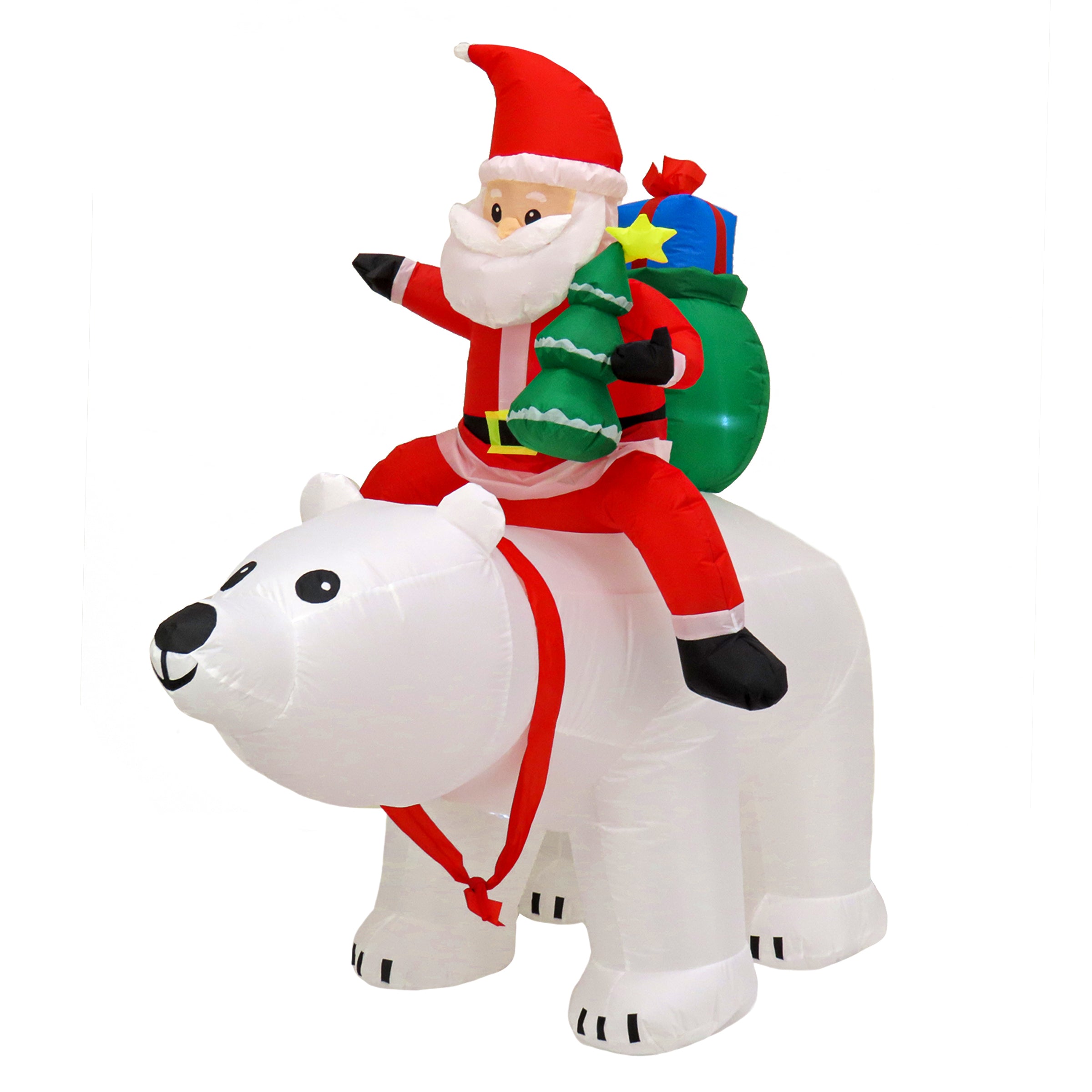 National Tree Company 6 ft. Inflatable Santa Riding Polar - Gallery 2
