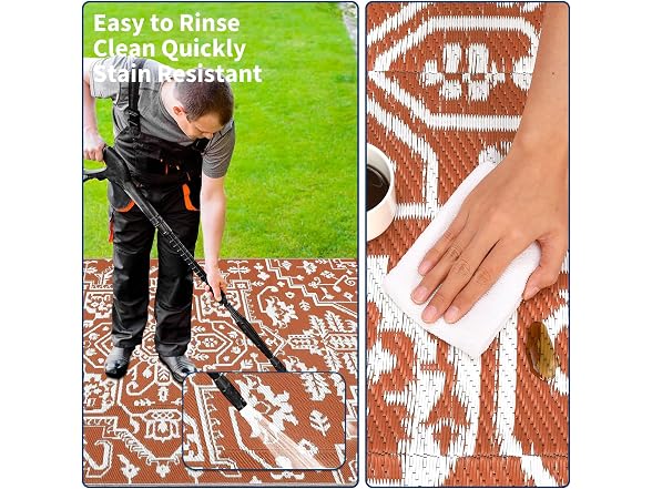 9x12 Outdoor Rug Plastic Straw Brick