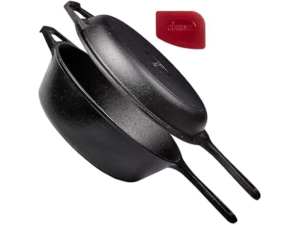 Cuisinel Cast Iron Skillet + Lid, 2-in-1