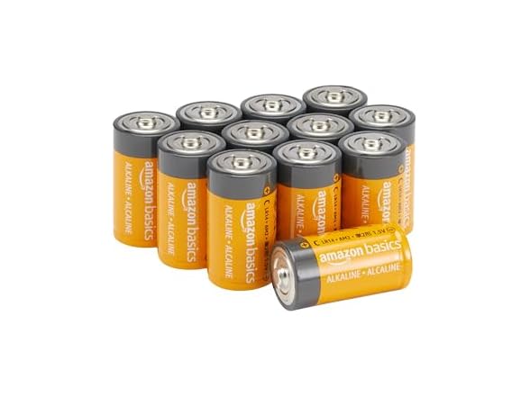 (12 Pack) Amazon Basics C Cell Alkaline All-Purpose Batteries