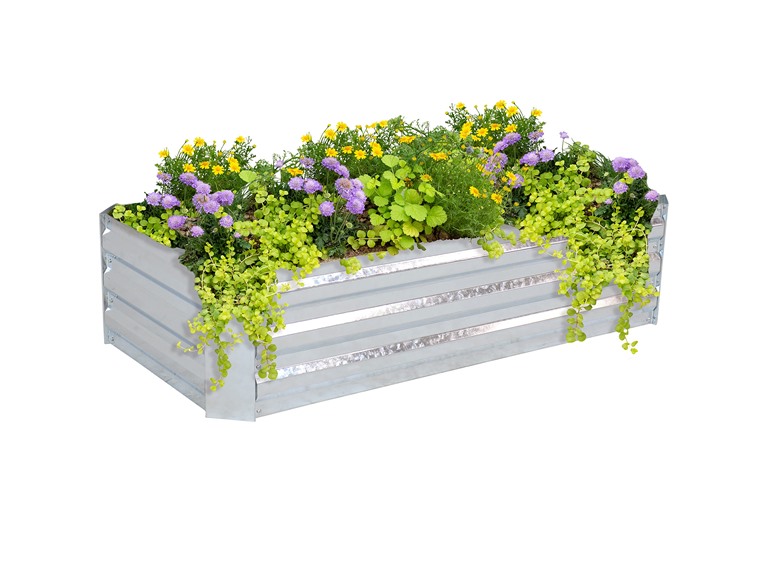 Rectangle 48" Silver Steel Raised Garden Bed - Gallery 7