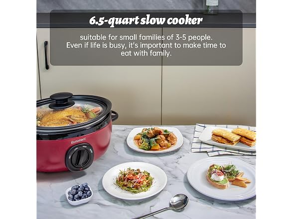 Slow Cooker 6+ Quart Red 6.5Qt Slow Cooker 
