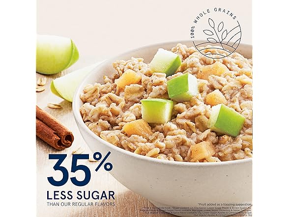 44Ct Quaker Instant Oatmeal Lower Sugar, 4 Flavors