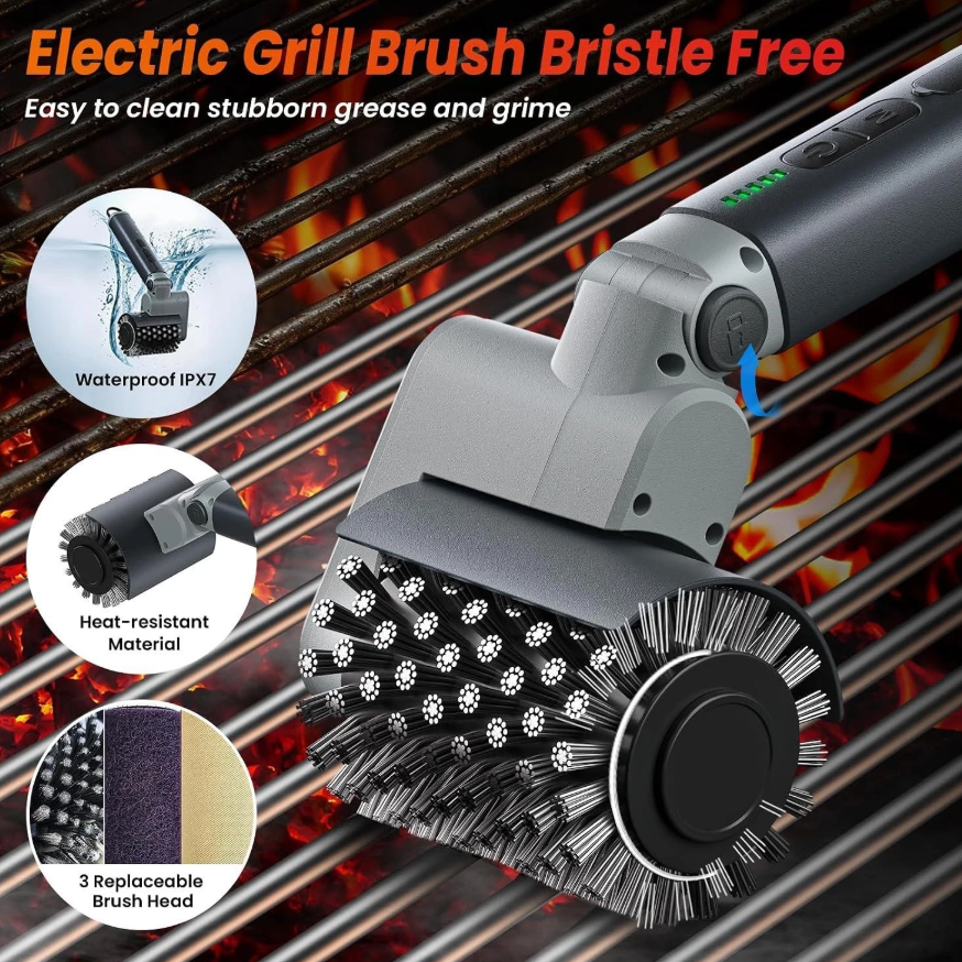 Electric BBQ Grill Brush 3-Speed Power - Gallery 8