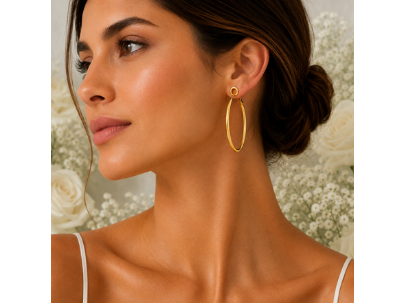 18K Gold Classic Round Hoop Earrings