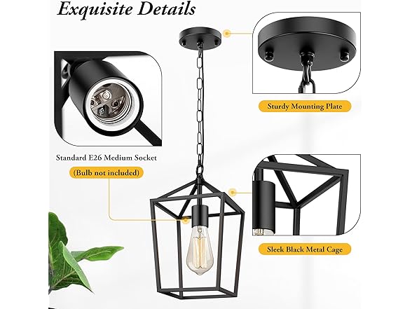 BesLowe Farmhouse Black Pendant Light