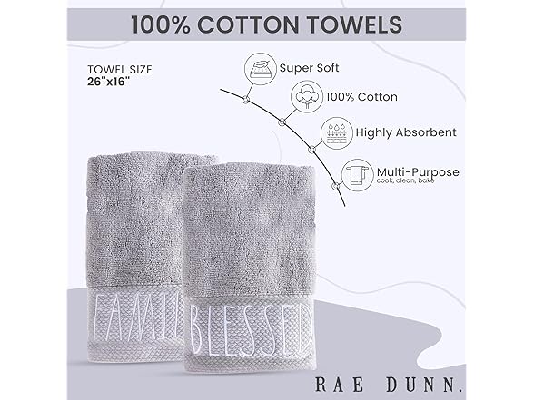 Rae Dunn Hand Towels, Embroidered