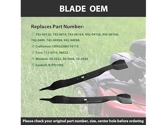 ZALANA 42" Lawn Mower Blades, 2-Pack