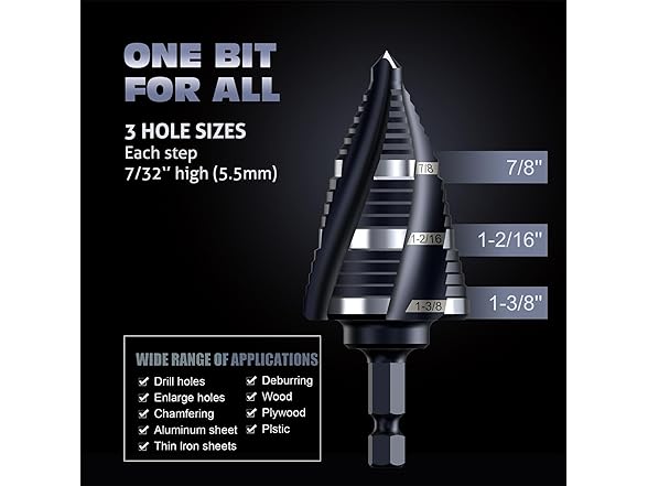 MingZhuS Four Spiral Step Drill Bits