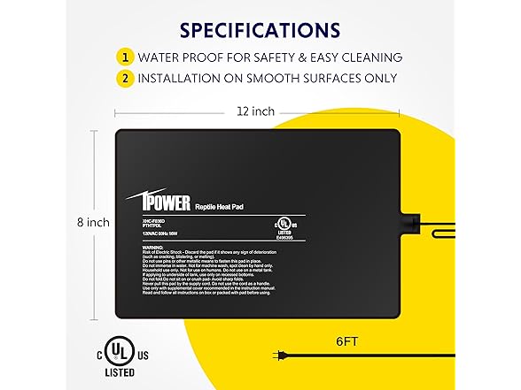 iPower Reptile Heat Pad 8 by12 Inch