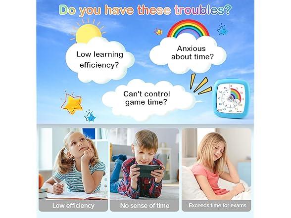 Secura 60-Minute Visual Timer (Blue & Cloud)