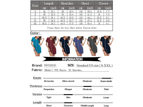 Swomog Women (XX-Large) Button Down Short Dress