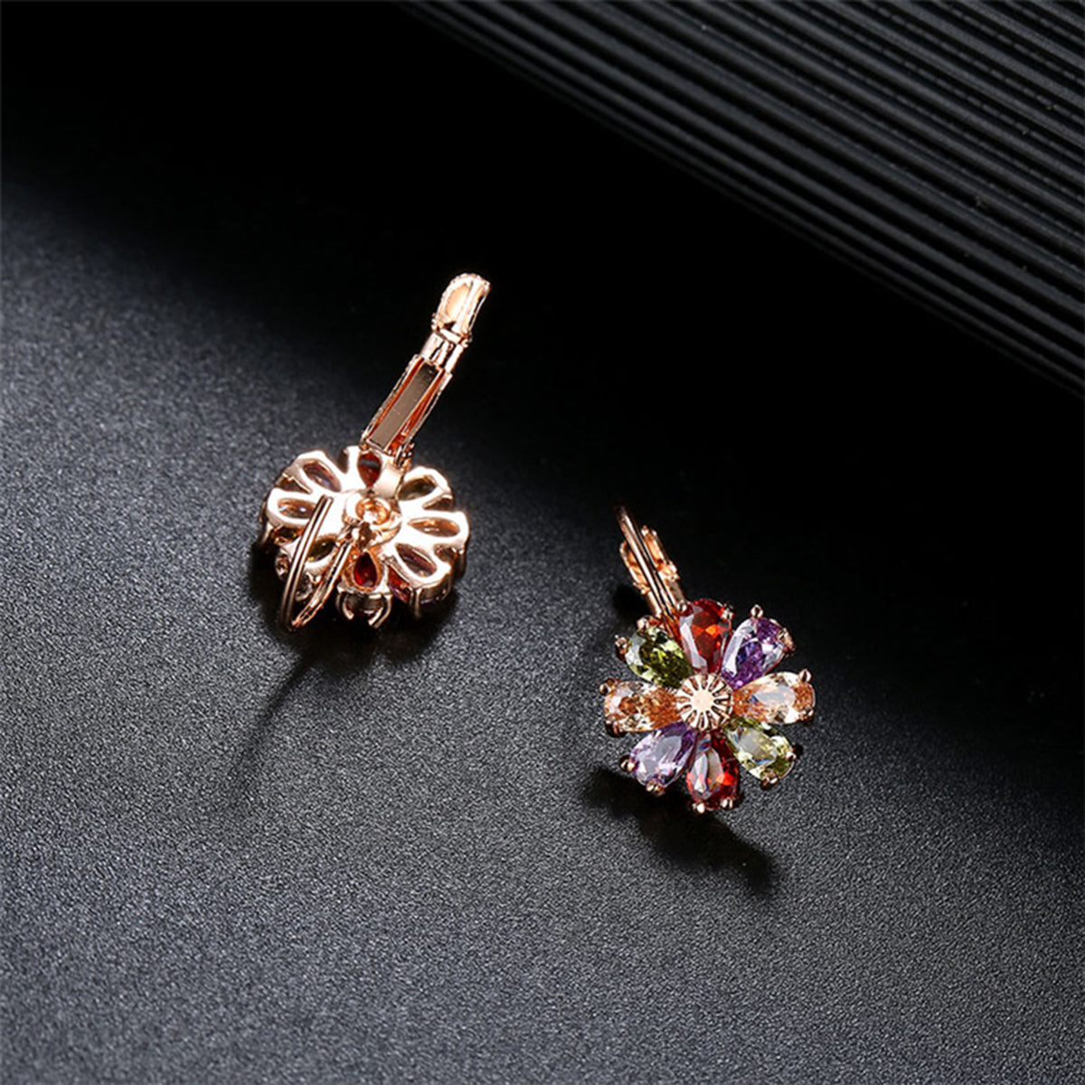 Flower Drop Leverback Earrings - Gallery 6