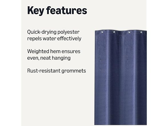 Amazon Basics Shower Curtain, Modern Waffle Texture
