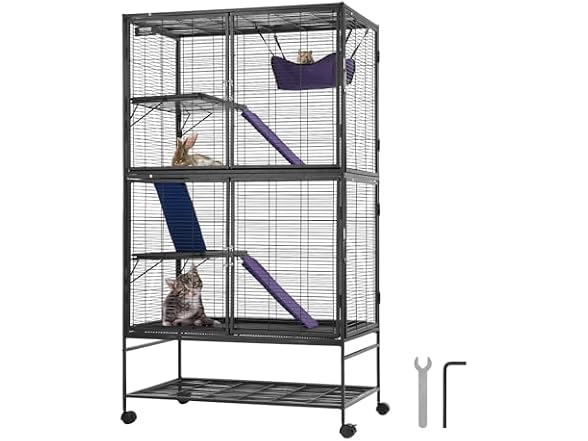 VEVOR 64.6" Rolling Metal Ferret Cage