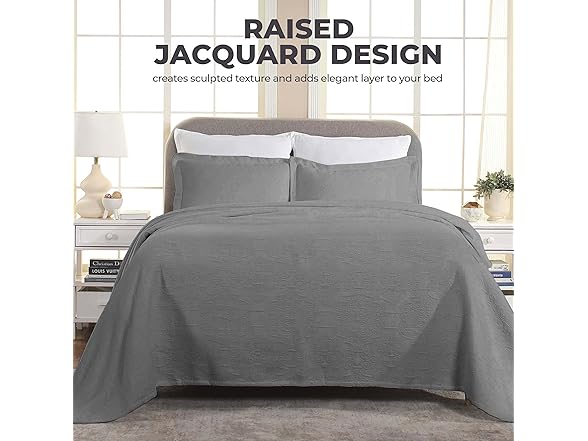 Superior Cotton Bedspread Set Matelasse Jacquard Medallion Scroll