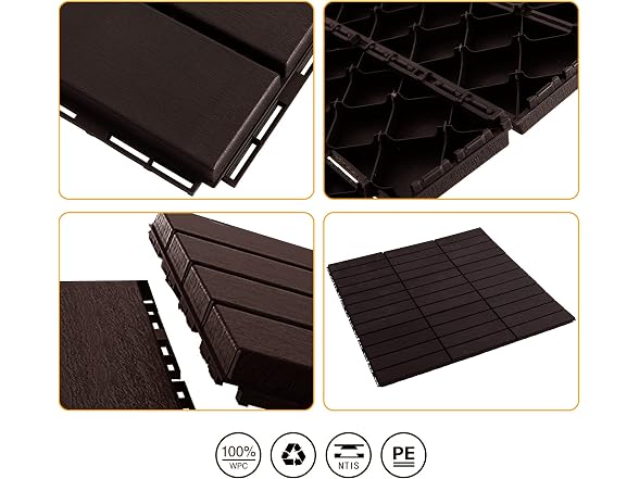 ASTEROUTDOOR Interlocking Deck Tiles 12" 10pc