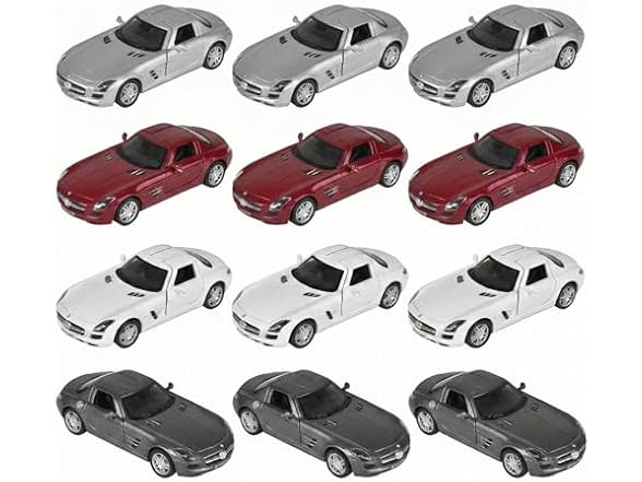 5" Die-Cast Pull Back Mercedes-Benz SLS AMG 12 Pack