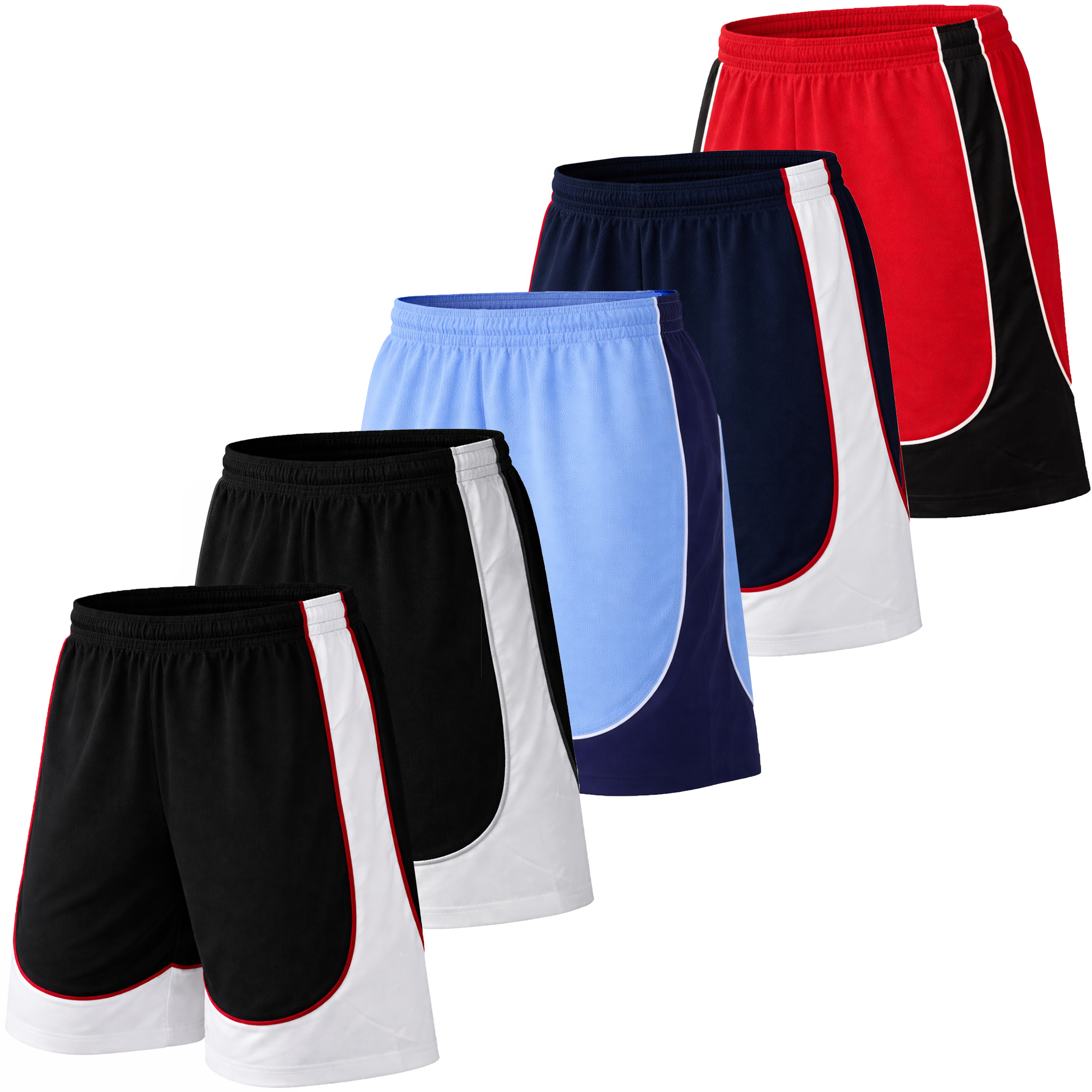 3Pk Mens Performance 2-Tone Mesh Shorts - Gallery 7