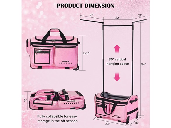 Rolling Dance Bag w/ Garment Rack 23- Choose Color