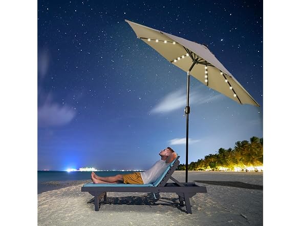 Backyard Expressions 9FT Solar Patio Umbrella Desert Taupe