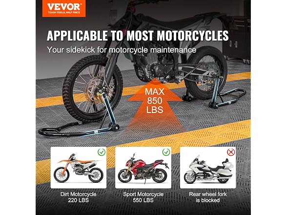 Motorcycle Stand Lift, 850lbs Front Rear Combo