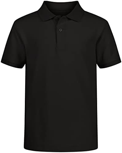 IZOD Boys' School Uniform S/S Pique Polo, Black, 10-12