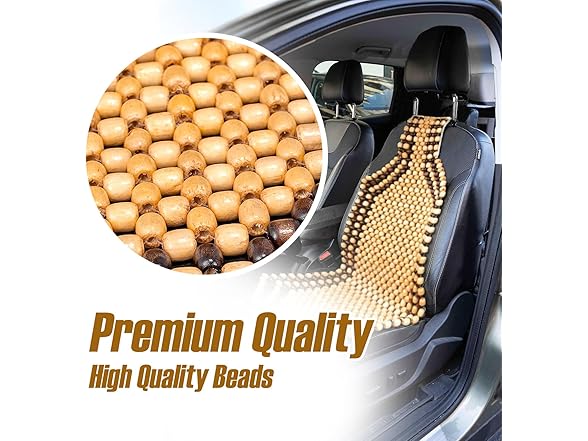 Zone Tech SE0033 Wood Beaded Seat Cushion 2-Pack Natural