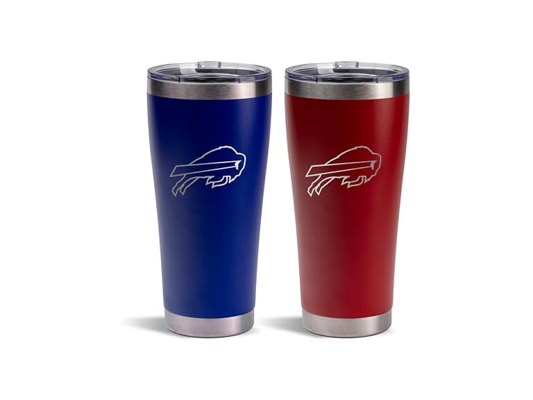 The Memory Company Officially Licenced NFL 30OZ Tumbler Set - 2-Pack Home & Away Stainless Steel Insulated Tumblers with Straws, Double Wall Vacuum Sealed Football Fan Drinkware