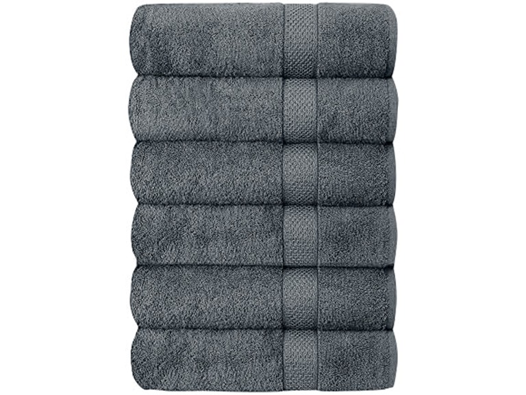 J&V TEXTILES 6PK TWL GRAY 27 X 52 IN 6-Pack Plush Bath T