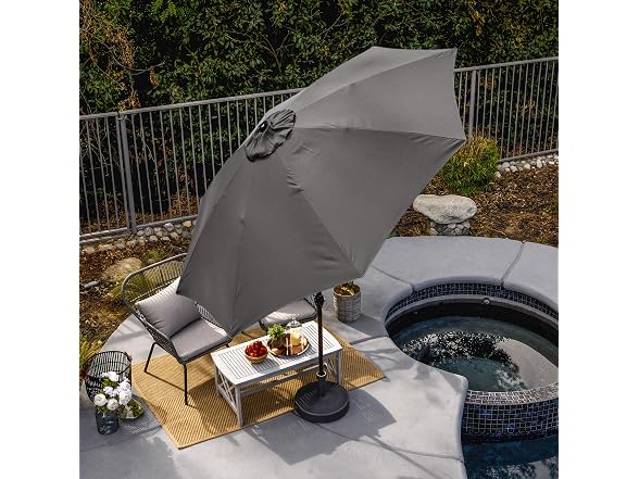 Sunline 9 ft Patio Umbrella with Crank & Pus Taupe