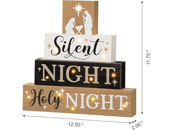Glitzhome Christmas Table Decor Wooden S