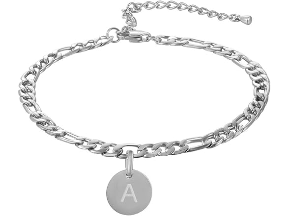 FOSIR Silver Initial Anklets for Women