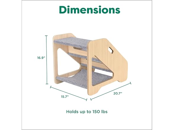 Furhaven Steady Paws 3-Step Pet Stairs, Natural/Gray