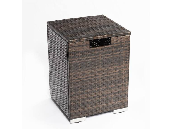 16" Brown Wicker Propane Tank Cover Table