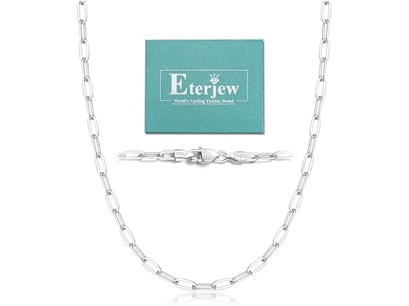 Eterjew 3mm Silver Chain Necklace 26 Inch