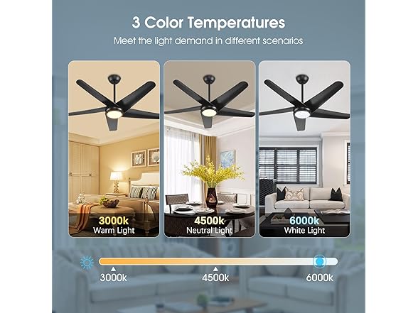 KINDLOV 52in 5-Blade Ceiling Fan with Light