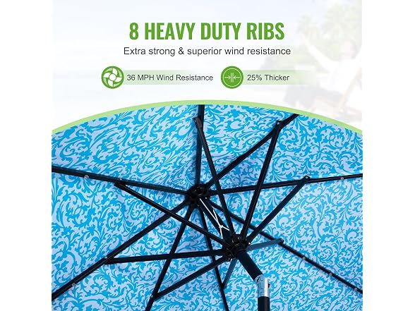Backyard Expressions 9FT Solar Patio Umbrella Blue