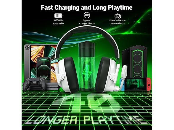 Krysenix Wireless Gaming Headset with Noise Canceling Microphone for PC, PS5